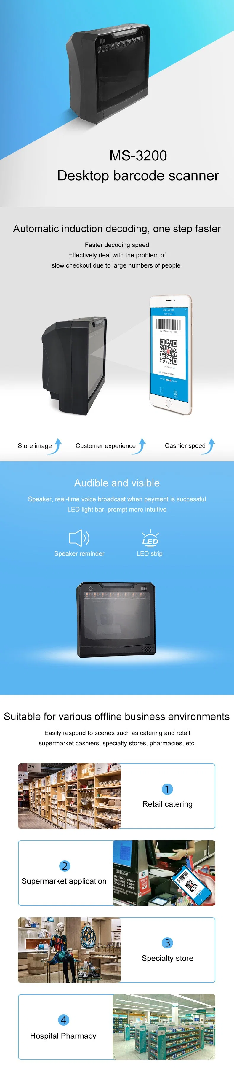 USB Barcode Scanner 2D Bar Code Scanner Reader