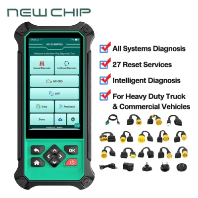 Newchip Hdt301 Camion Pesante Diagnostica Scanner OBD2 Strumento Tutto Il Sistema 27 Reset Contatore D'aria DPF Iniettore Motore Hpbd Lettore di Codice Auto